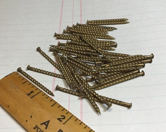 50 Spiral Brass Nails 1 1/4” Long