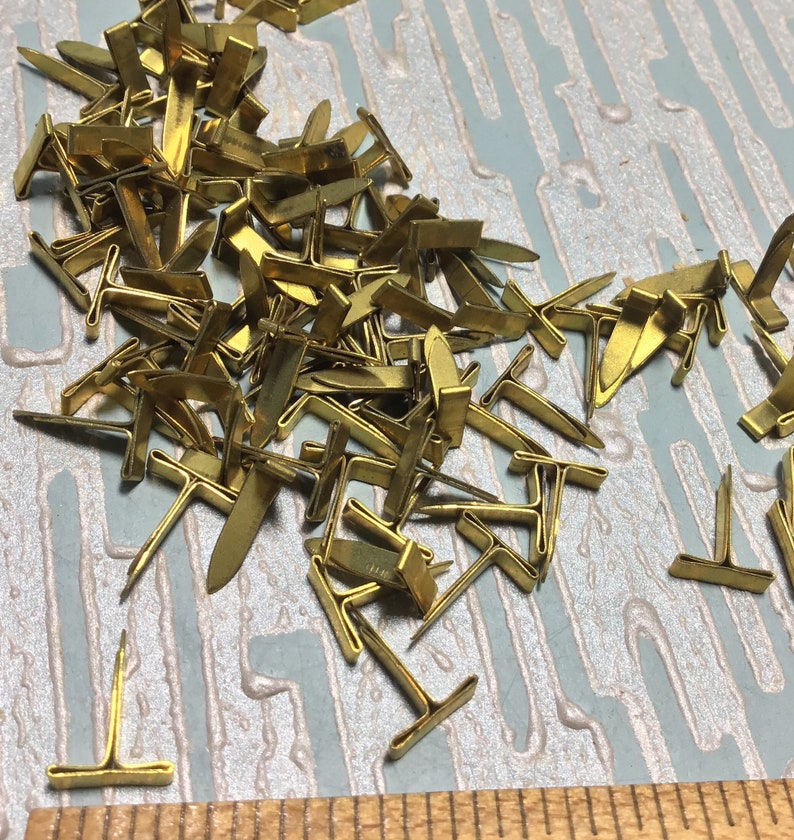 100 Vintage Brass Paper Fasteners Flat Head Etsy