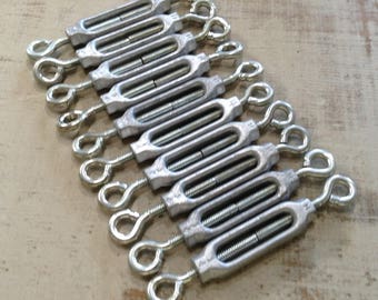10 Vintage Turnbuckles, Aluminum Turnbuckles, Industrial Hardware, Steampunk, Assemblage, Supply - Lot of 10 Turnbuckles