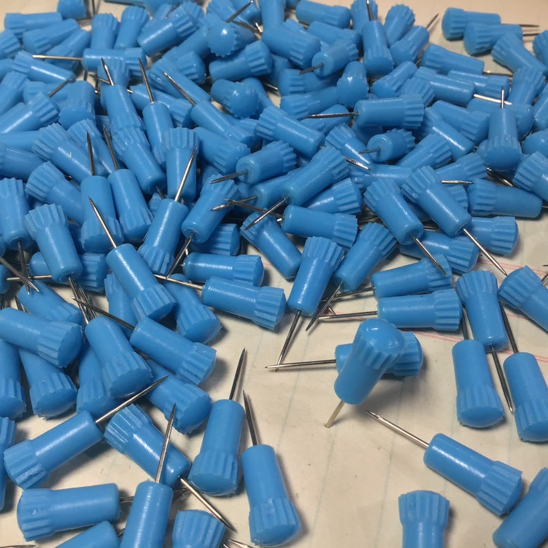 50 Vintage Blue Push Pins Retro Map Tacks Plotting Needles Etsy