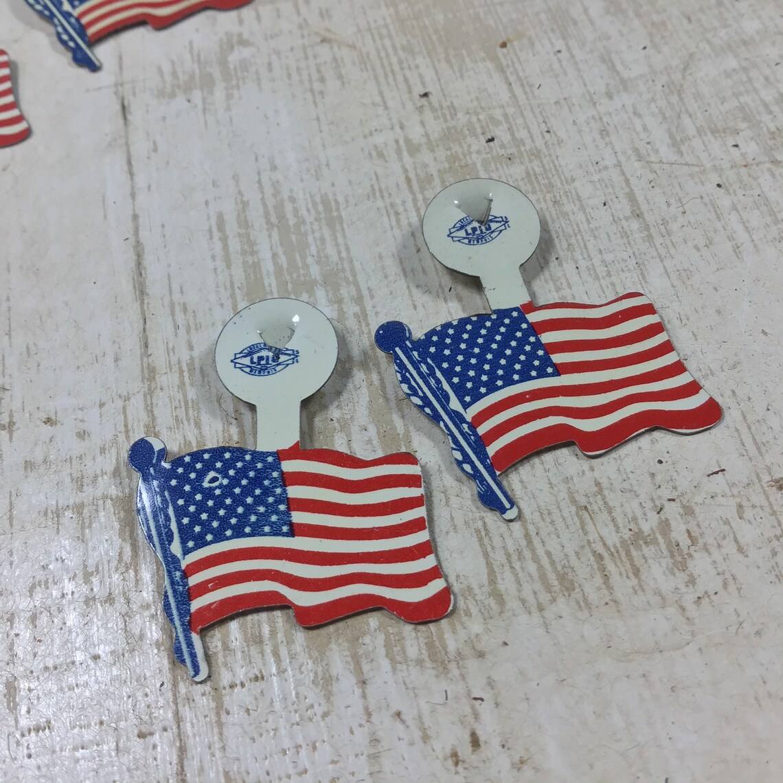 Vintage Litho Fold Over Pins American Flag Pins Stamped | Etsy