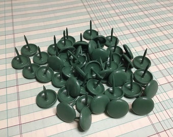 50 Upholstery Tacks, Vintage Old Stock, Green