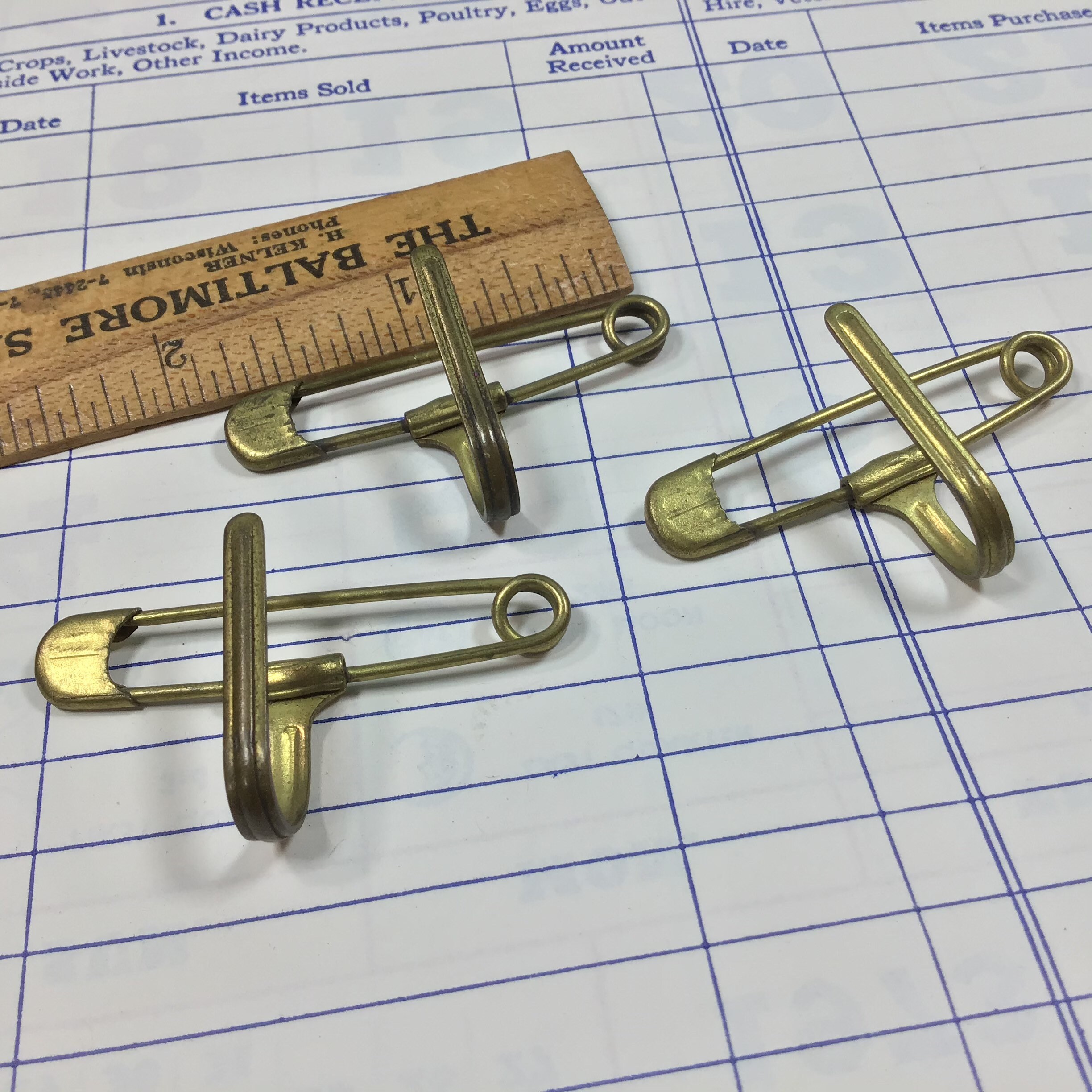 3 Vintage Brass Drapery Pins Etsy