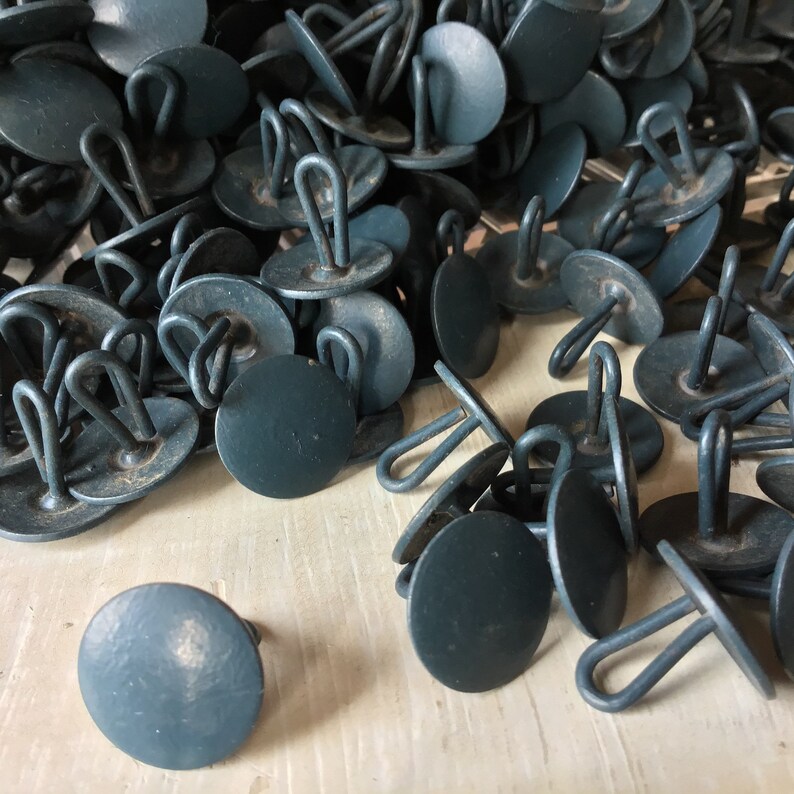 20 Vintage Blue Metal Upholstery Tufting Buttons Wire Shank Etsy