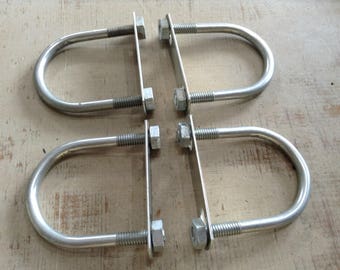 4 Vintage Hindley U Bolts, Industrial Hardware, Restoration Hardware, Salvaged Hardware, Steampunk, Assemblage, Altered Art Supply