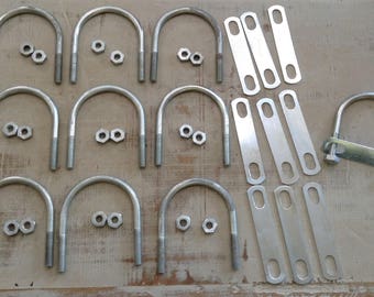 10 Vintage U Bolts, Industrial Hardware, Industrial Bolts, Salvaged Hardware, Industrial Hardware, Woodworking Supply - Lot of 10 U Bolts