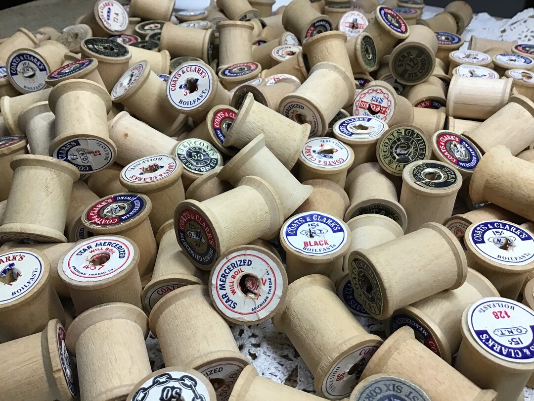 12 Empty Thread Spools With Labels Etsy