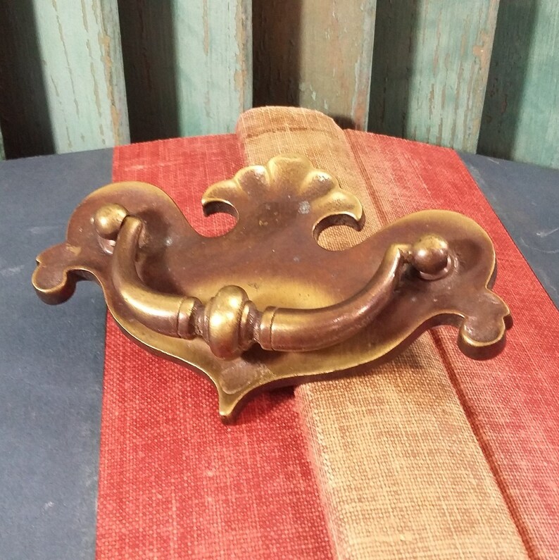 Vintage Brass Drawer Pull Cippendale Batwing Style Etsy