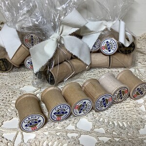 6 Vintage NOS Empty Wooden Thread Spools: Craft Supplies