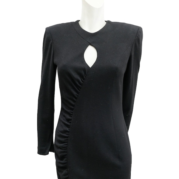 Bruce Oldfield Vintage Sheath Dress in Ruched Wool, UK8-10