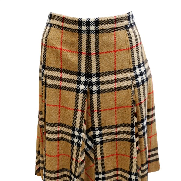 Burberry Vintage Pleated Skirt in Nova Check Wool, UK12