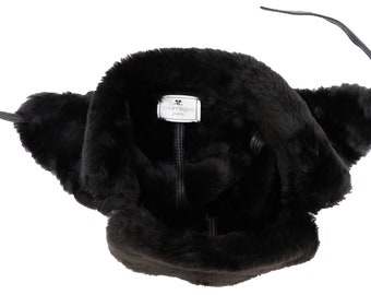 Courreges Vintage Trapper Hut in Schwarz shearling