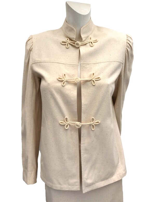 Ted Lapidus Vintage Skirt Suit in Raw Silk, UK8-10 - image 3