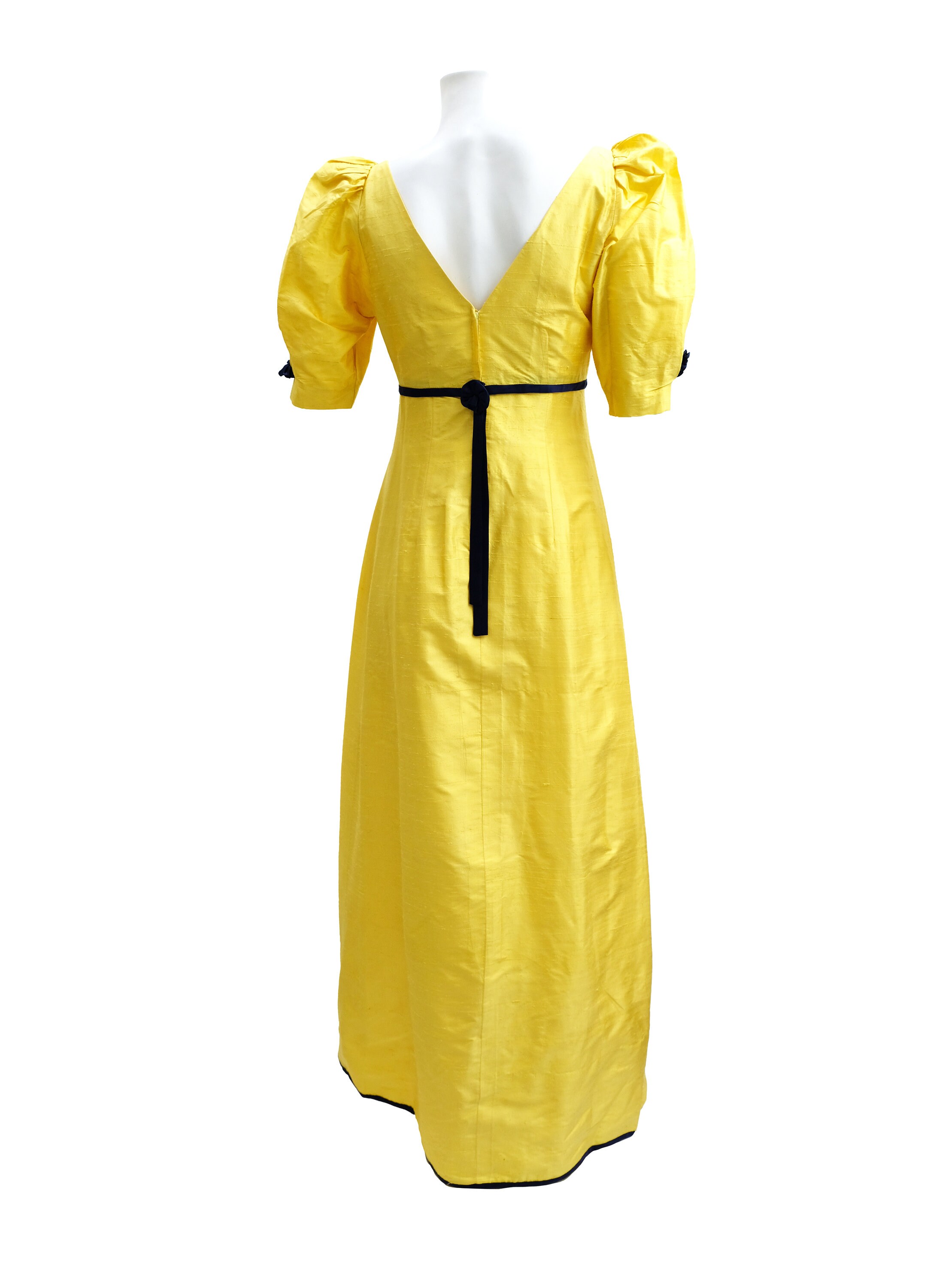 Vintage Handmade Empire Line Dress in Yellow Taffeta UK8 Etsy