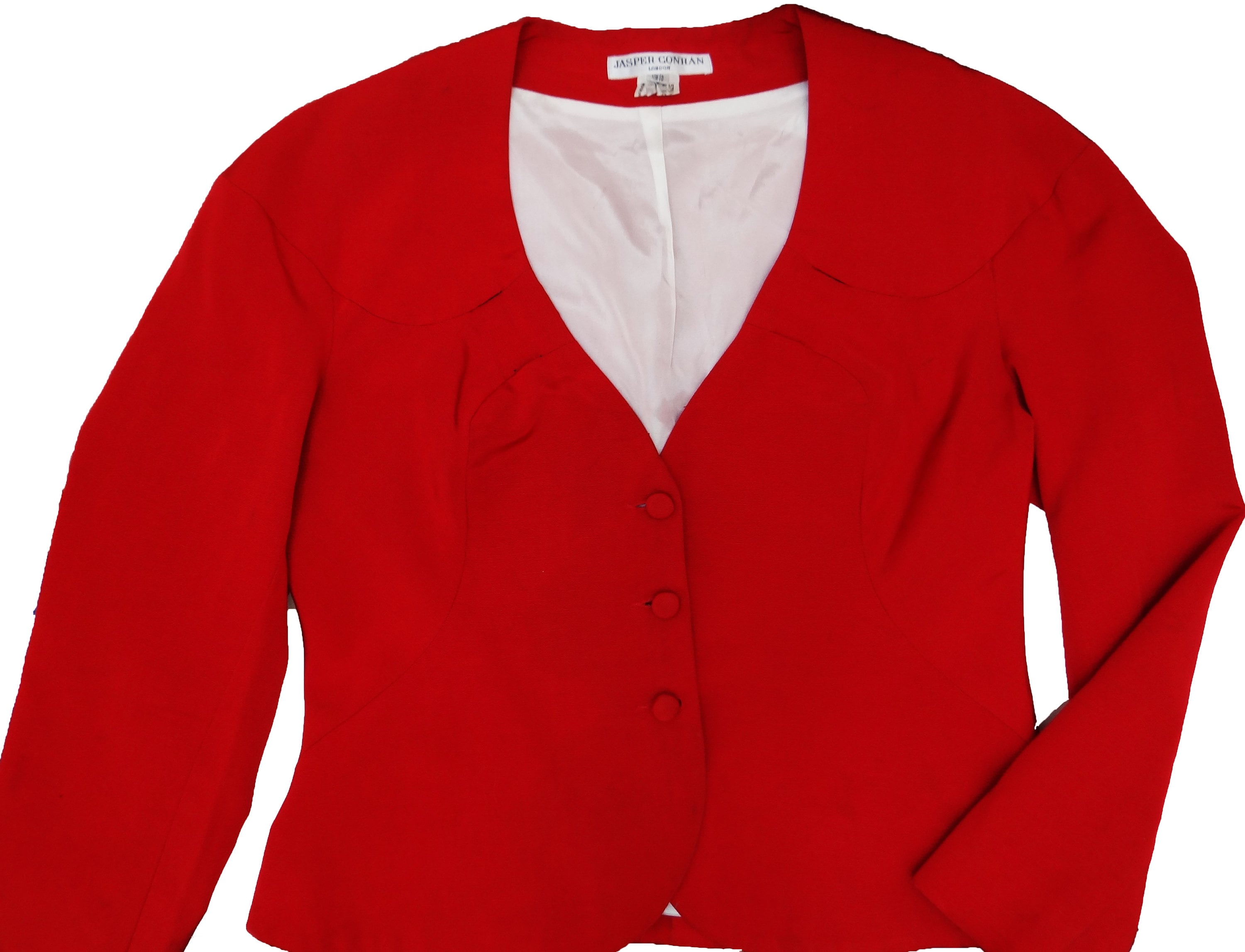 Vintage Jasper Conran Jacket in Scarlet Faille UK12 14 Etsy