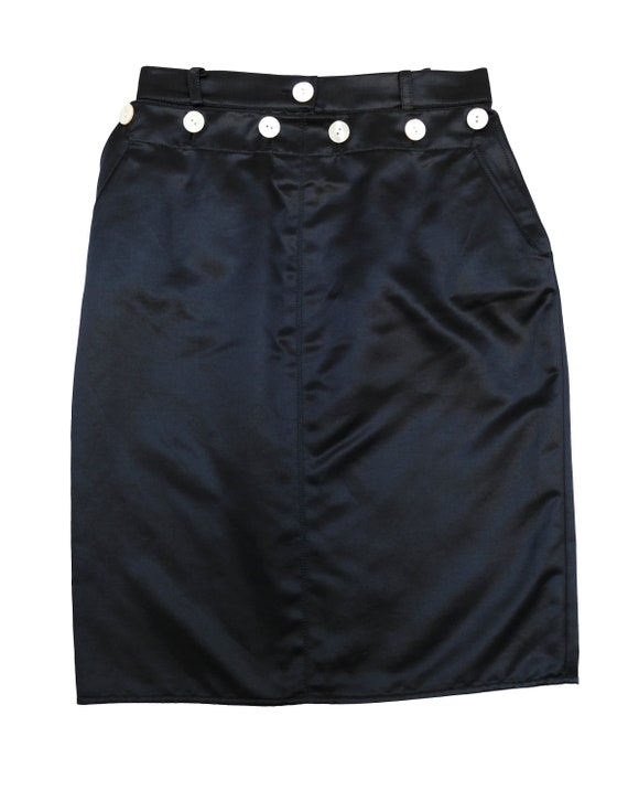 Valentino Sailor Skirt in Navy Satin, UK10 - image 1