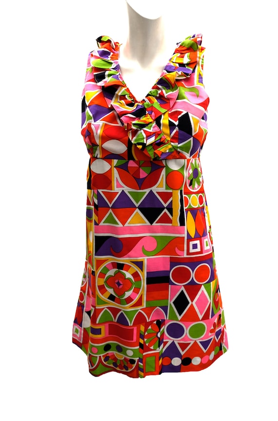 1960s Vintage psychedelic Dolly Rockers mini dress