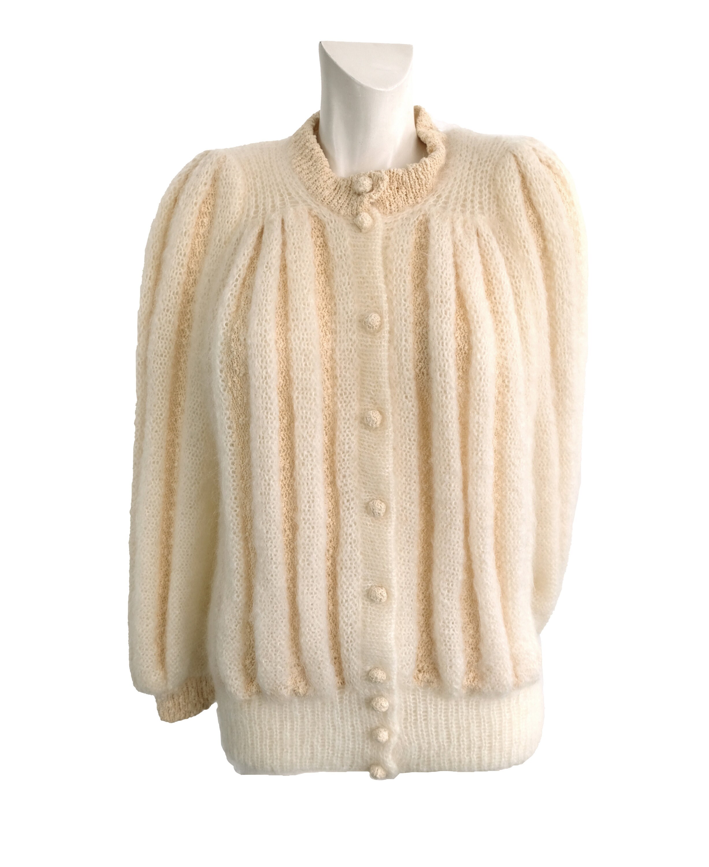 Vintage 1980s Black Mohair Hand Knit Cardigan main image 0