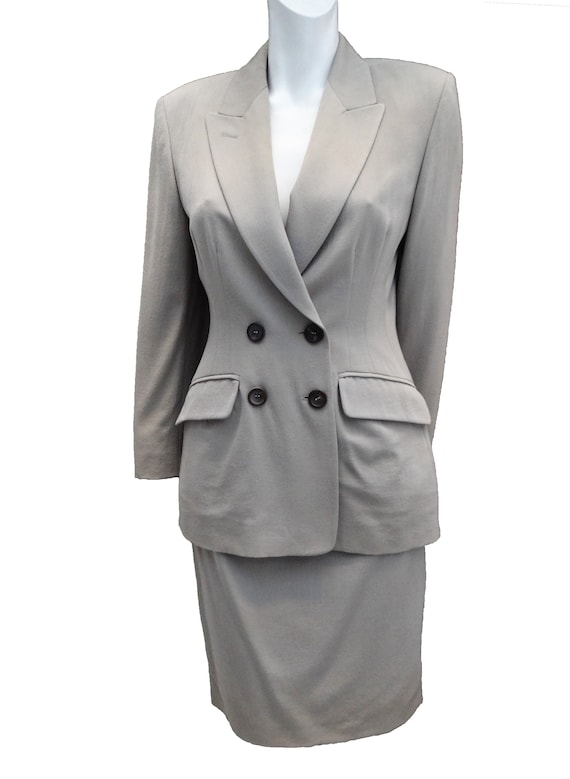 1990s Vintage Jil Sander Skirt Suit in Putty Wool,