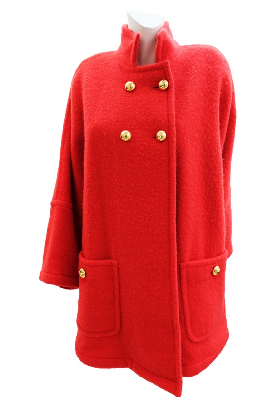 red wool swing coat