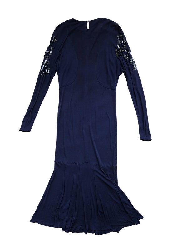 Jean Muir Vintage Gown in Blue Crepe with Sequin … - image 7
