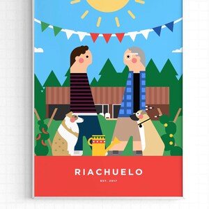 Couple Portrait with Pets. Same Sex Wedding or Anniversary gift for him, for her. Personalized Digital Wall Art. Digital File.
