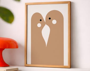 Modern Couple Wall Art, Minimalist Love Poster, Romantic Home Decor Print (Digital Download)
