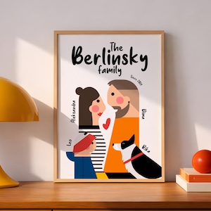 Custom Family Portrait with Pets, Cartoon Illustration (Digital Download)