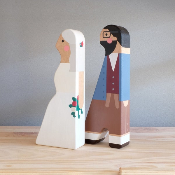 Unique wedding gift for couple, Personalized wooden figurines