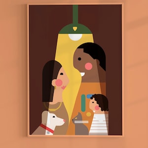 Ritratto di famiglia personalizzato - Divertente biglietto di auguri per le vacanze con caricatura, download digitale