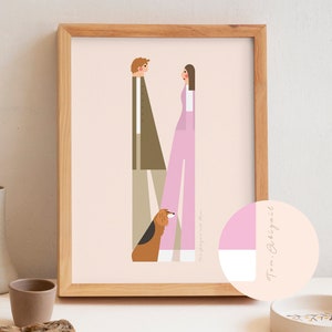 Anpassbares Paar als süßes Paar Freund, Ehemann, Partner Geschenk, Porträt vom Foto, Jahrestag Einzigartiges Verlobung Printable Poster
