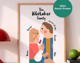 New Mom Gift from Photo, Custom Family Portrait, Digital Download