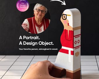 Custom Wooden Figurine from Photo, Personalized Mini Me Doll, Hand Painted Portrait