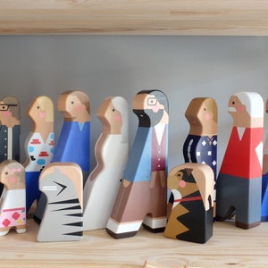 Personalized Wooden Family Figurines Unique Wood Anniversary Gift Custom Family Dolls Handcrafted Keepsake image 4