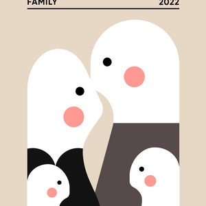 Custom Family illustration inspired by Bauhaus style, Custom Anniversary family art, Family Gift idea, New Home gift, Digital wall art image 2