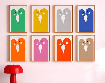Minimalist Couple Wall Art Set, Faceless Illustration Bundle (Digital Download)