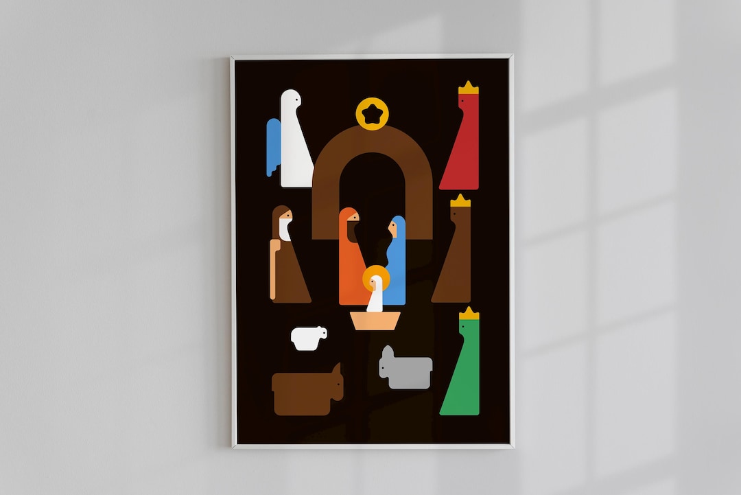 Abstract Nativity Scene Print: Minimalist Christmas Art (digital ...