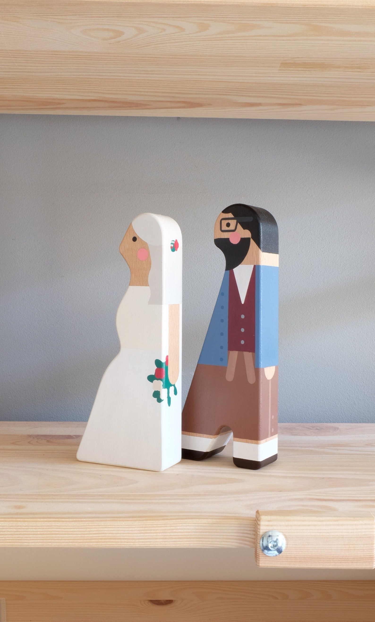Unique wedding gift for couple, Personalized wooden figurines