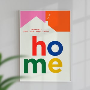 Cartel personalizado de nombres de familia de hogar nuevo, regalo de inauguración de la casa, decoración de arte de pared de hogar moderno personalizado, archivo digital