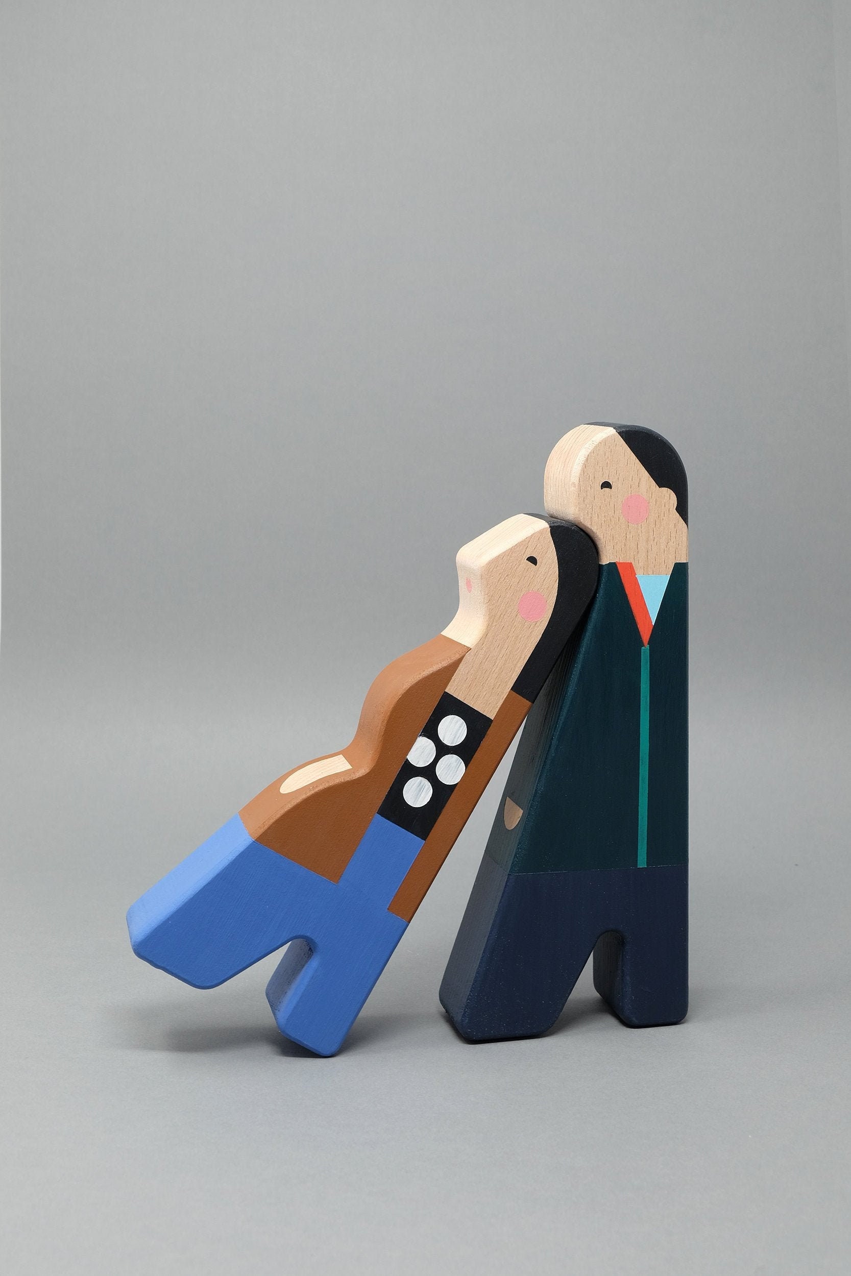 Poupées de Couple, Figures Familiales Personnalisées, Statues Cadeau d'anniversaire en Bois, Jolies 