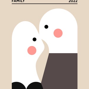 Custom Family illustration inspired by Bauhaus style, Custom Anniversary family art, Family Gift idea, New Home gift, Digital wall art image 4