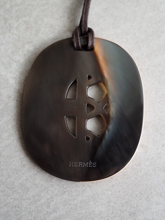 HERMES Buffalo horn Hermes H-equipe H motif Pierce Orange Brown