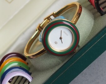 GUCCI Accessoires ändern Lünette 12 Farben Armreif Uhr Armbanduhr Gold