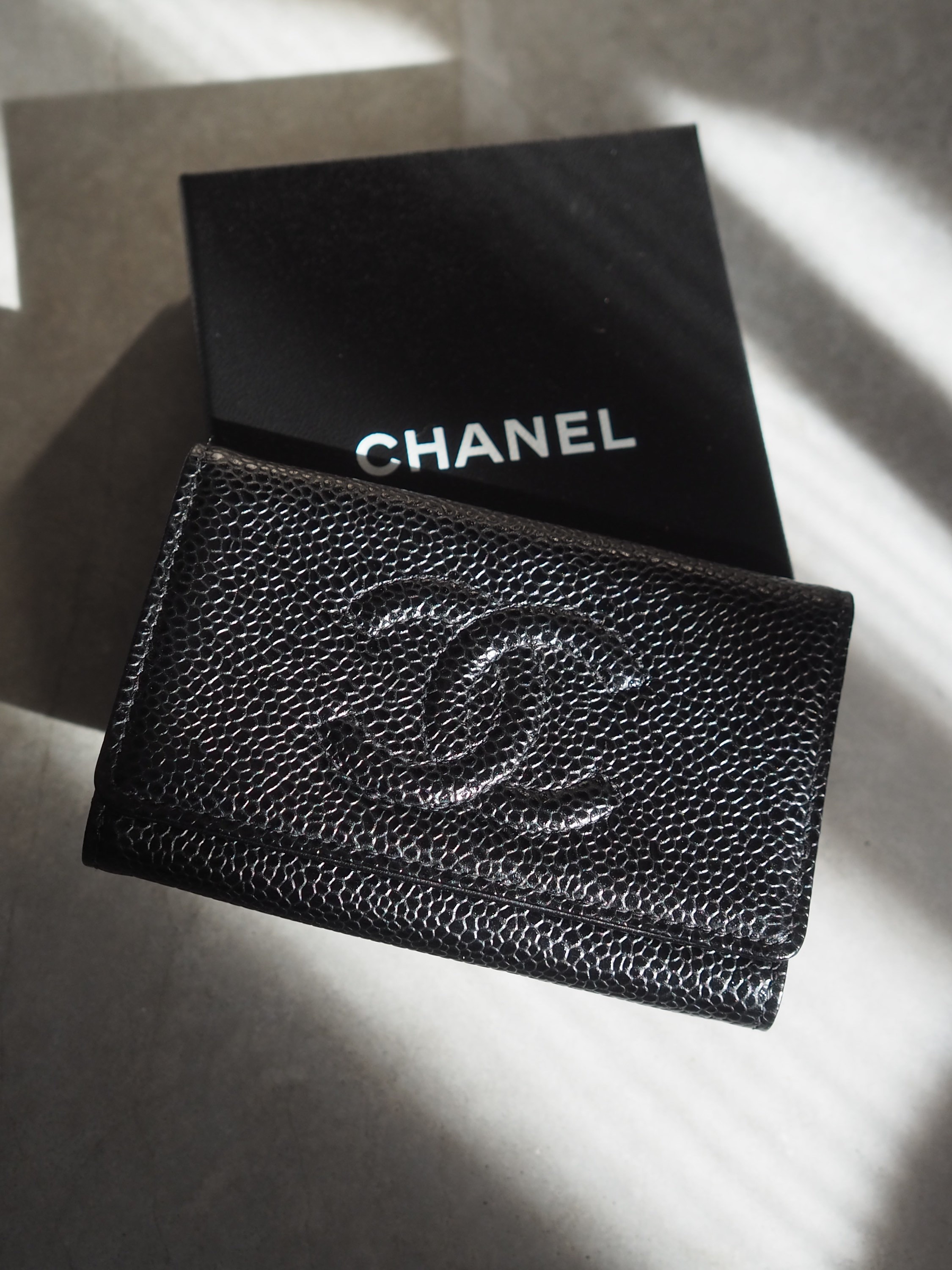 Chanel Camilia CC Coin Keychain Pouch-Black