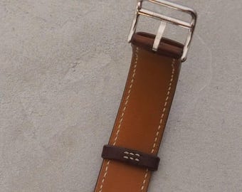HERMES Cape Cod Watch Double Tour Silver Brown Vintage Authentic