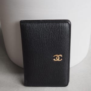 CHANEL COCO Card ID Case Purse Leather Black Authentic Vintage