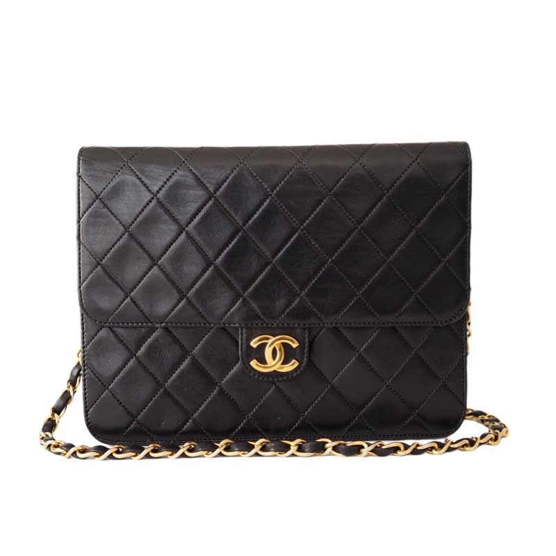 Pre-Owned Chanel Matelasse 25 W Flap Chain Shoulder Bag Lambskin Leather  Black (Fair) 