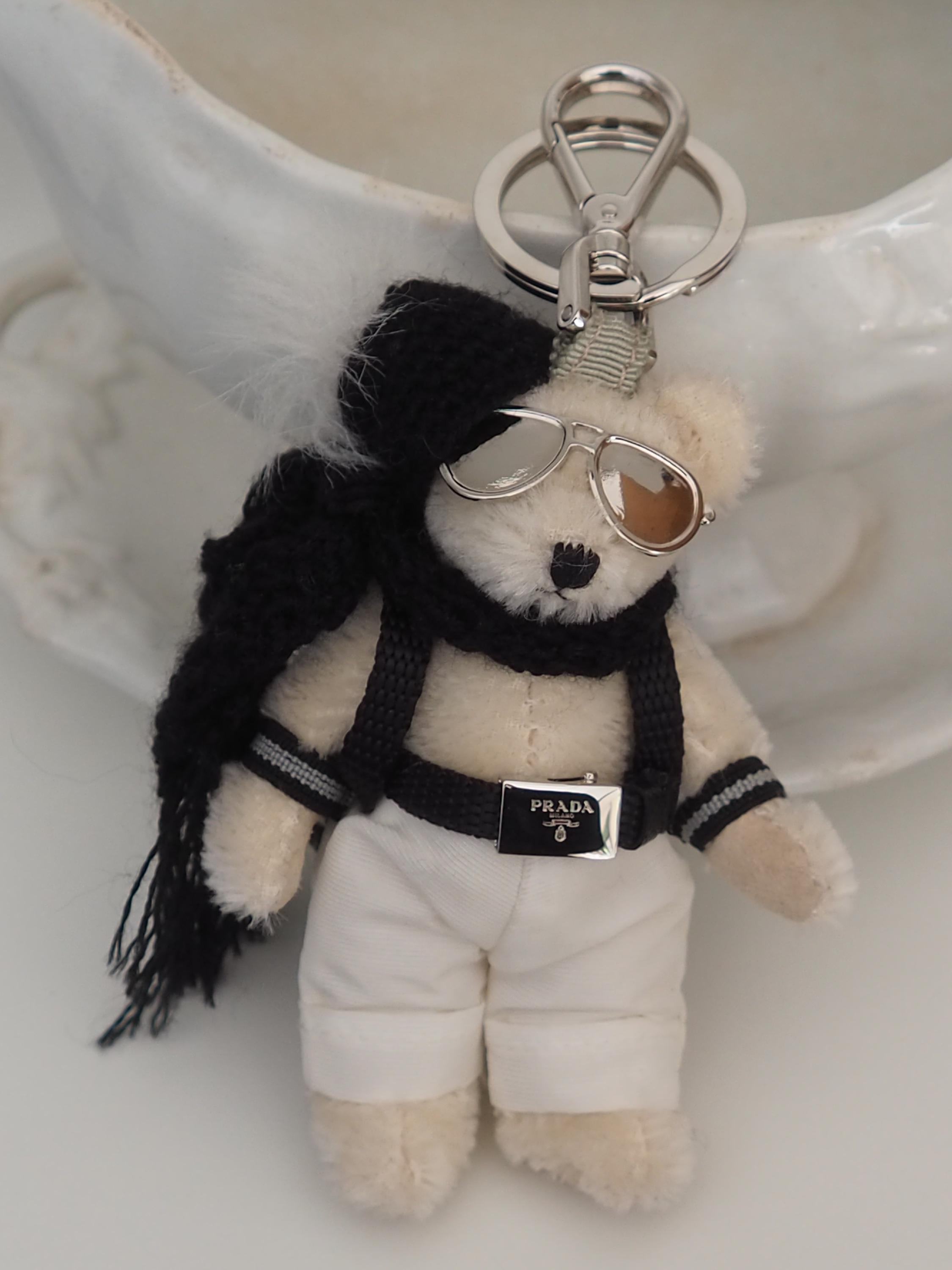 Bear Bag Charms Leather Keychain Prada Bear Keyring PRADA Teddy