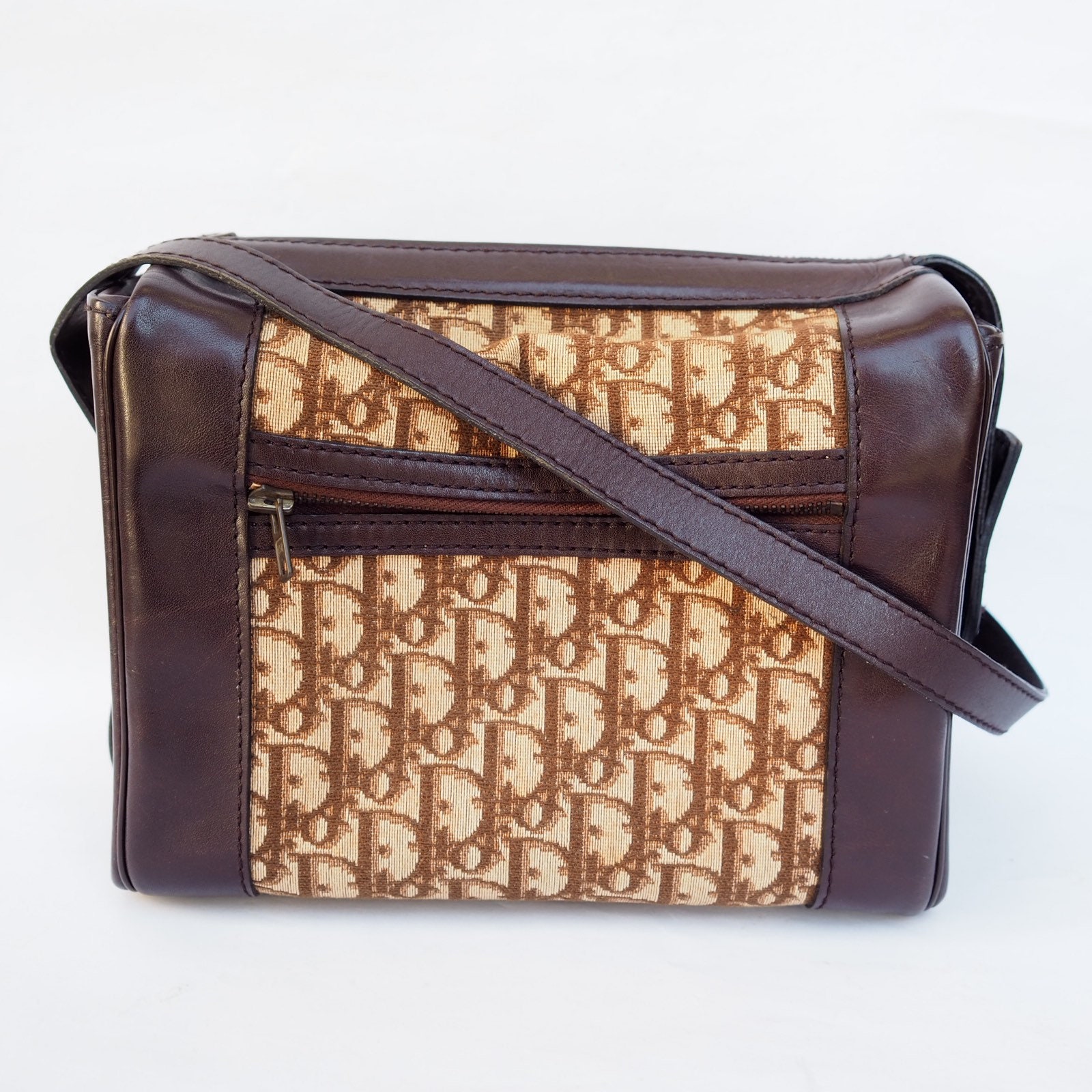 Christian Dior Trotter Shoulder Bag Brown Canvas Vintage Etsy