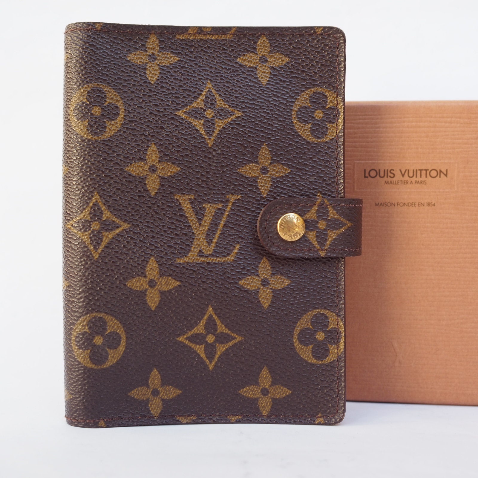 LOUIS VUITTON Agenda PM Day Planner Cover Monogram Leather Brown